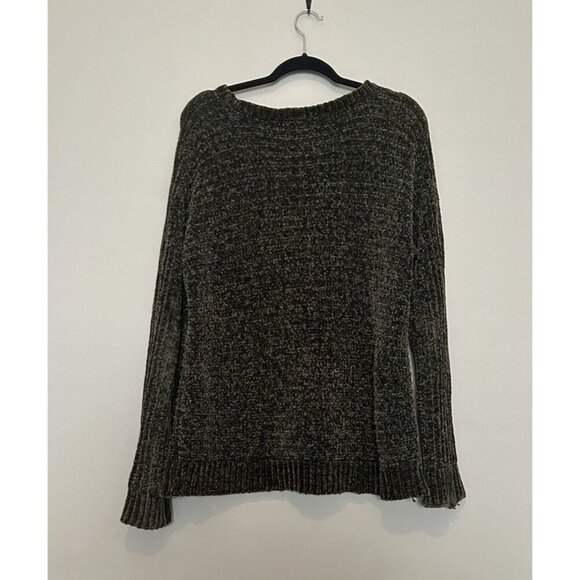 Cyrus Chenille Ribbed Oversized Sweater Womens M Forest Green Boatneck Chunky - Picture 6 of 7